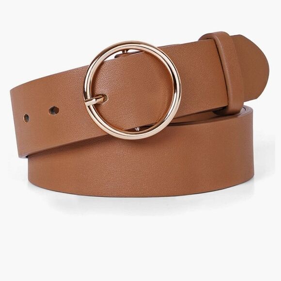 Suosdey Accessories - Suosdey Brown Belt with stylish gold buckle